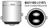 Foco Automotriz Bayoneta 1157 2 Filamentos 12 V de 48 LEDs 3014 Fijo/Intermitente  Patas Disparejas Blanco Frío (Copy)