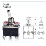 Switch Palanca 20A/125V 15A/250V 2 Polos, 2 Tiros, 3 Posiciones Momentáneo (ON-OFF-ON) Grande