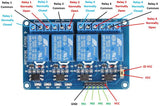 Módulo de 4 Relevadores 5 V con Optoacoplador