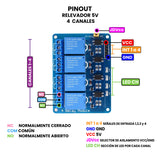 Módulo de 4 Relevadores 5 V con Optoacoplador