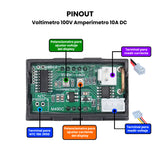 Voltímetro y Amperímetro Digital de Carátula 100 V 10 A