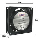 Ventilador Metálico 120 V, 80 mm x 80 mm x 38 mm, 0.17 A