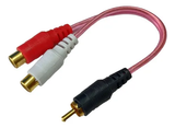Cable "Y" 0.10 m Plug RCA a 2 Jack RCA Transparente