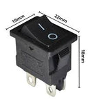 Switch Balancín 10A/125V 6A/250V 2 Polos, 1 Tiros, 2 Posiciones Enclave (ON-OFF) Rectangular Mini Negro