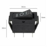 Switch Balancín 20A/125V 15A/250V 1 Polo, 2 Tiros, 3 Posiciones Enclave (ON-OFF-ON)  Rectangular Negro