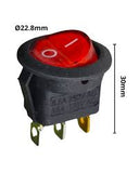 Switch Balancín 13A/125V 6.5A/250V 1 Polo, 1 Tiro, 2 Posiciones Enclave (ON-OFF) Redondo Iluminado