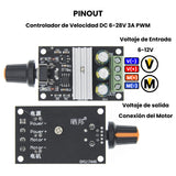 Módulo Controlador de Velocidad de Motor DC PWM 6 V - 28 V / 3 A 16 hHz