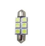 Foco Automotriz 3.9 cm Festoon 12 V de 6 LEDs 5050 Blanco Frío