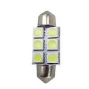 Foco Automotriz 3.9 cm Festoon 12 V de 6 LEDs 5050 Blanco Frío