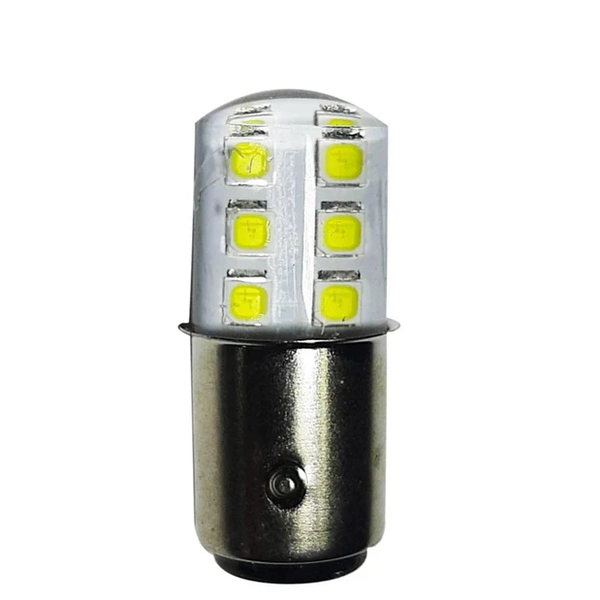 Foco Automotriz Bayoneta 1157 2 Filamentos 12 V de 12 LEDs 2835 Intermitente/Fijo Patas Disparejas Blanco Frío