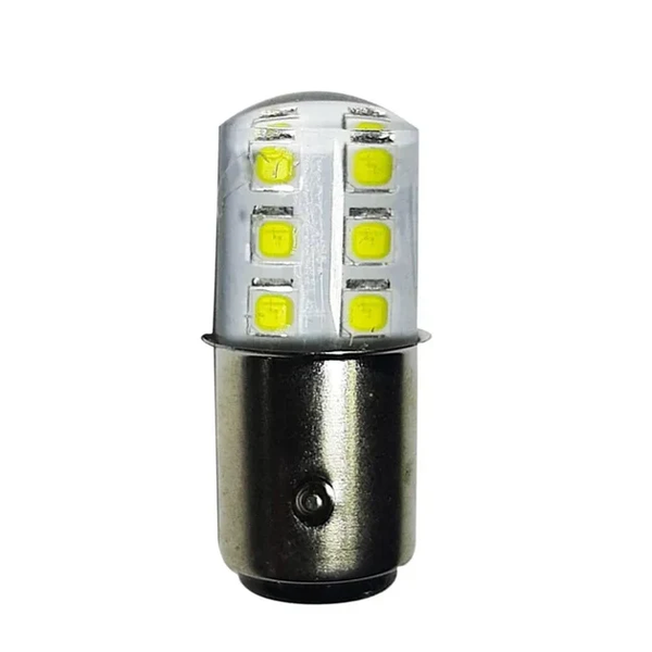 Foco Automotriz Bayoneta 1157 2 Filamentos 12 V de 24 LEDs 2835 Fijo Patas Disarejas Blanco Frío