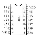 CD4077 CMOS Cuatro Compuertas NOR Exclusivas