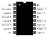 CD4049 CMOS 6 Convertidores/Buffer