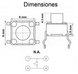 Switch Push Mini sin Base 4 Pines 4 mm