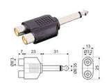 Adaptador "Y" Plug 6.3 mm Mono a 2 Jack RCA