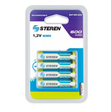 Juego de 4 Baterías Recargables AAA 1.2 V 600 mA NiMh Steren BAT-NM-AAA