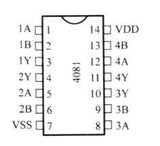 CD4081 CMOS 4 compuerta AND de 2 Entradas y 1 Salida