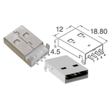 Conector USB Plug USB-A 4 Pines para Chasis Horizontal SMD 700-300