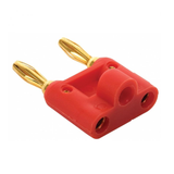 Plug Banana Doble Dorado Rojo y Negro