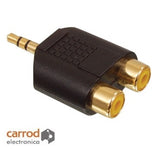 Adaptador "Y"  Plug 3.5 mm Estéreo a 2 Jack RCA Dorado