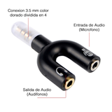 Adaptador Divisor de Audio Estéreo 3.5 mm para Micrófono y Audífonos