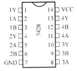 74LS28 TTL Cuatro Compuertas NOR de 2 Salidas con Memoria Buffer