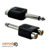 Adaptador "Y" Plug 6.3 mm Mono a 2 Jack RCA