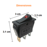 Switch Balancín 20A/125V 15A/250V  1 Polo, 1 Tiros, 2 Posiciones Enclave (ON-OFF) Iluminado Rectangular