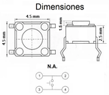 Switch Push Micro sin Base 4 Pines 1.5 mm