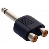 Adaptador "Y" Plug 6.3 mm Mono a 2 Jack RCA