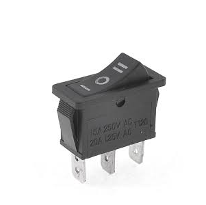 Switch Balancín 20A/125V 15A/250V 1 Polo, 2 Tiros, 3 Posiciones Enclave (ON-OFF-ON)  Rectangular Negro